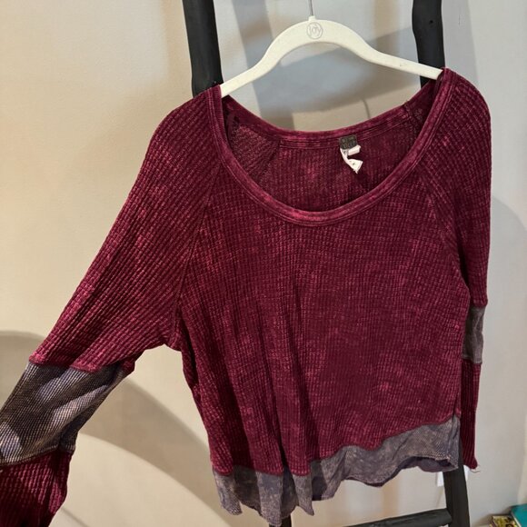 Free People Red Waffle-Knit Sweater - Picture 2 of 4